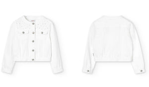 Boboli White Denim Jacket with Gems