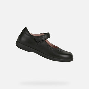 Geox C46 Black Leather School Shoe