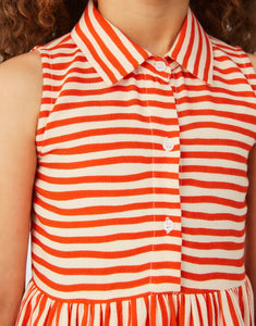 Cf Red and White Stripe Shirt Dress