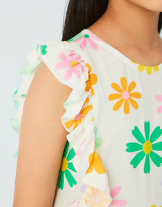 Cf Flower Dress with Frill
